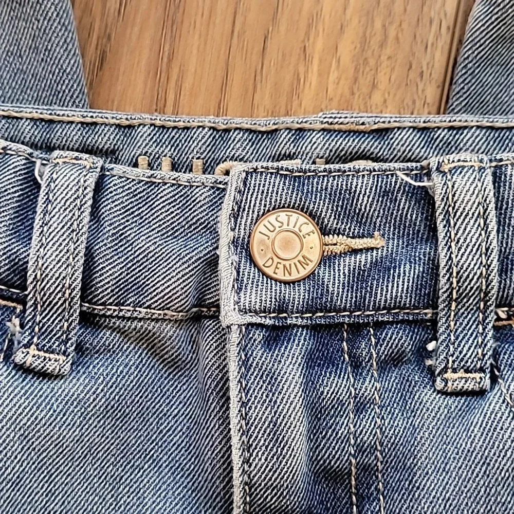 Justice Wide-Leg Jeans, Size 7, Denim, Daisy, Flowers, Blue, Soft - Picture 3 of 8